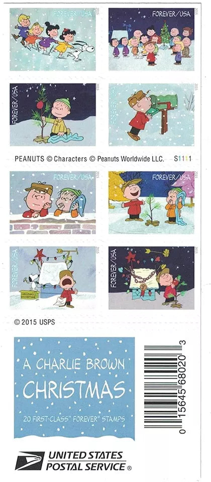 A CHARLIE BROWN CHRISTMAS FOREVER STAMPS