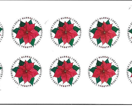 GLOBAL INTERNATIONAL POINSETTIA FOREVER STAMPS