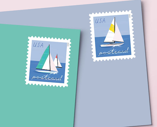 LET'S GO SAILING BOAT FOREVER STAMPS